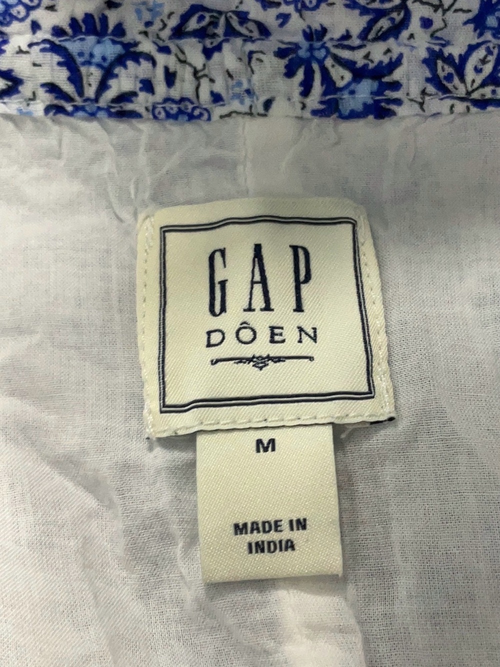 GAP x DÔEN Blue Floral Smocked Cotton Midi Dress Medium - Picture 4 of 6